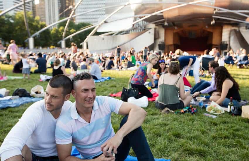 The beautiful Millennium Park in the center of Chicago