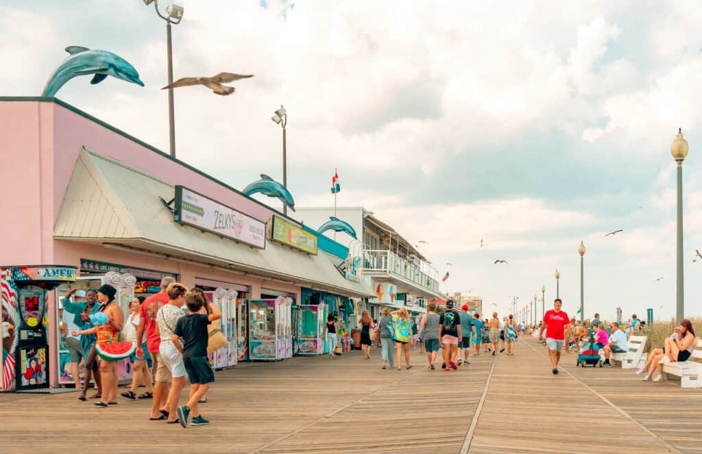 View of Rehoboth Beach Boardwalk, a popular attraction for LGBTQ+ travelers.