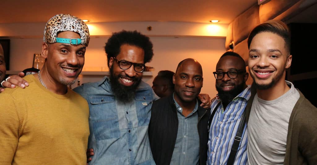 Group of black gay men celebrating at Philly Black Pride, showcasing diversity and empowerment in spring LGBTQ+ pride events.