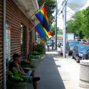 Rainbow flags on Baltimore Street