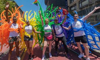 The Apple contingent sported rainbow-colored balloons in last year's San Francisco Pride parade. Photo: Jane Philomen Cleland