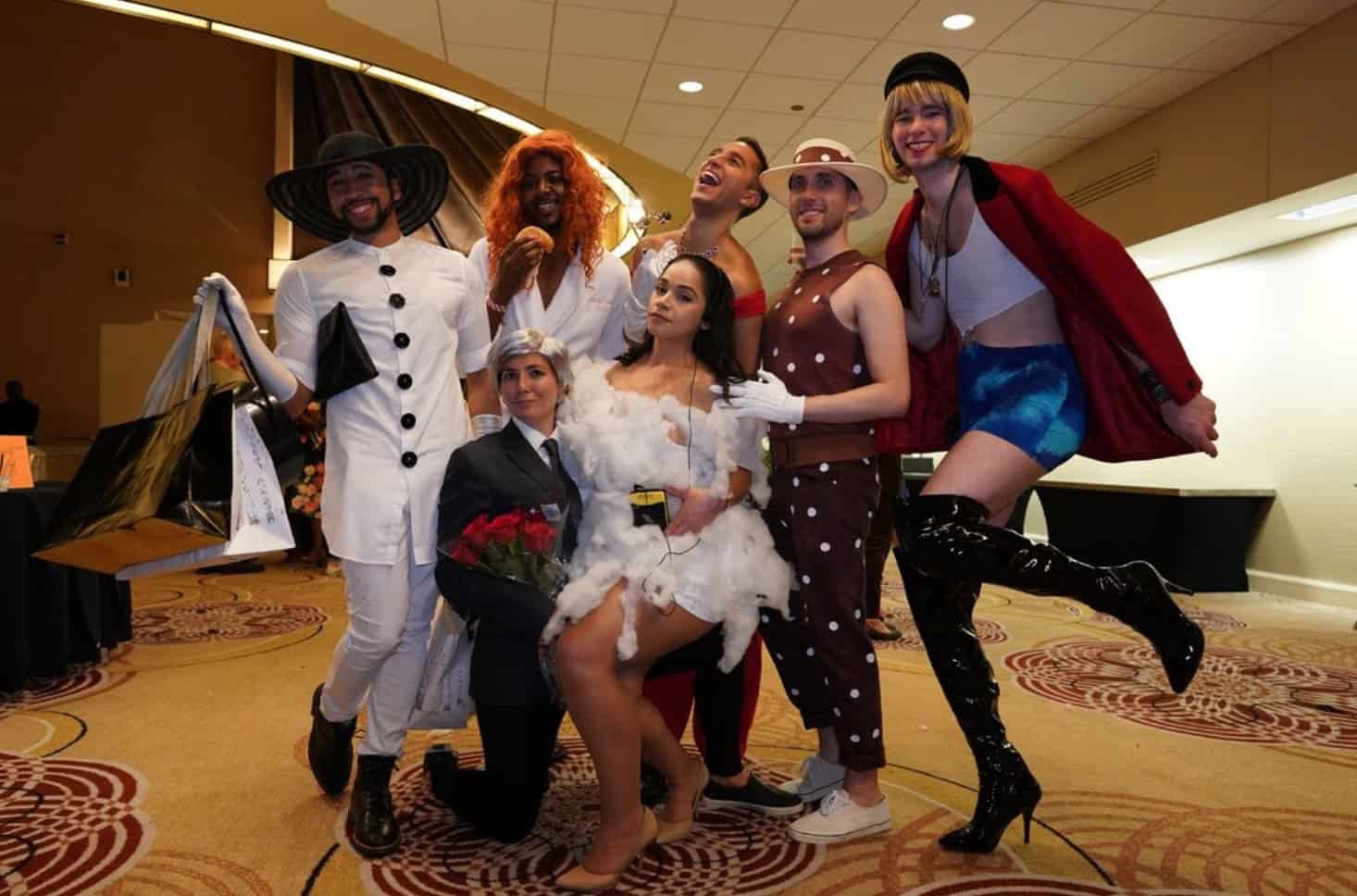 Group of friends dressed in costume for the Henri David Ball in Philadelphia