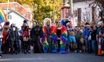 Drag queens get ready for the New Hope High Heel Race, a top LGBTQ+ Halloween event