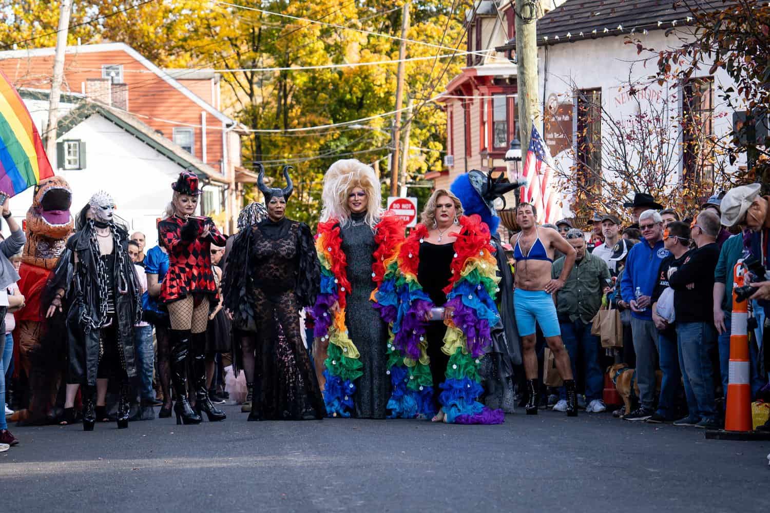 Drag queens get ready for the New Hope High Heel Race, a top LGBTQ+ Halloween event