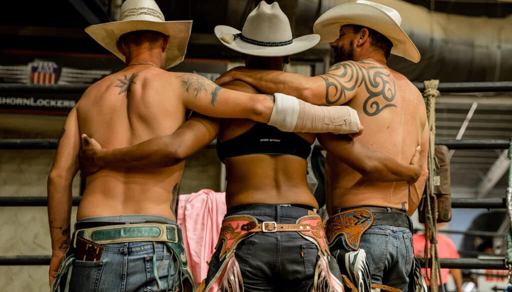 Shirtless cowboys at IGRA World Gay Rodeo Finals