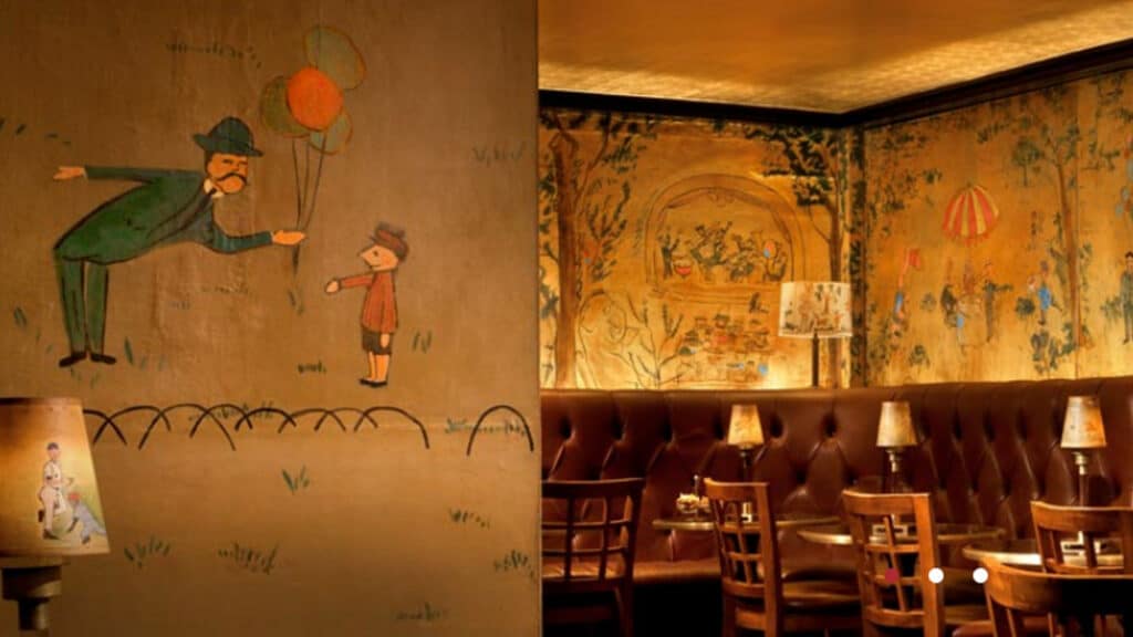 Mural by Ludwig Bemelmans at Bemelmans Bar in The Carlyle Hotel, New York, painted in 1947, depicting Central Park in the summer